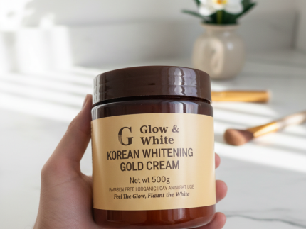Glow & White Korean Whitening Gold Cream for radiant, bright, and nourished skin care.