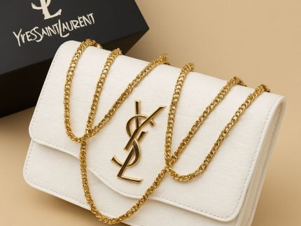 Premium Croc-Embossed Vegan Leather Crossbody Bag with Elegant Gold-Tone Chain Strap and Iconic Signature Hardware