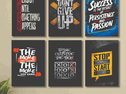 set of 6 Motivational sticky canvas frames for wall decore / sticky phototiles