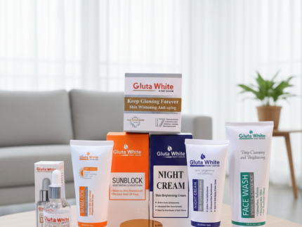 5‑in‑1 Gluta White Skincare Set | Face Cream, Facewash, Serum, Sunblock & Night Cream