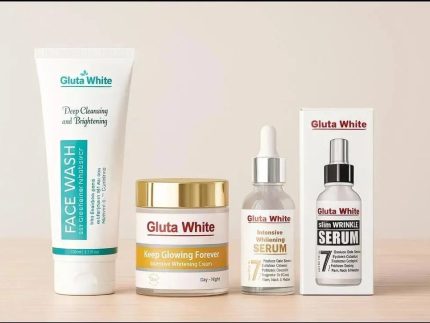 Gluta White Ultimate 3-in-1 Skin Brightening & Anti-Aging Complete Care Set – Face Wash, Intensive Cream, & Dual Serums for Flawless Glow
