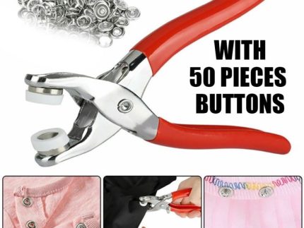 Metal Hand Press Button Plier With 50 Tich Buttons | Tich and Snap Button Press Tool DIY