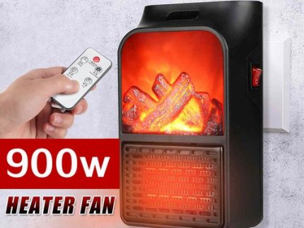 Flame Heater 1000W – Portable Electric Plug-in Room Heater with Flame Effect & Remote Control