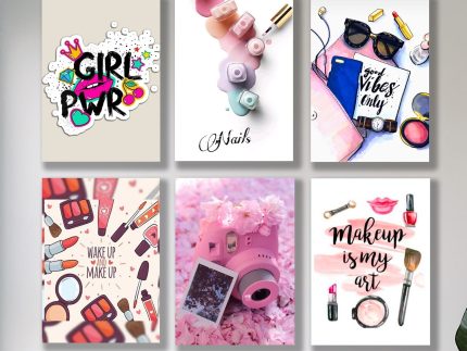 Set of 6 Fashion & Empowerment Wall Art Frames – 8×11″ MDF with Sticky Backing