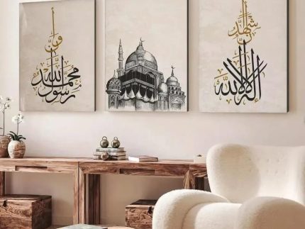 Set Of 3 Sticky Wooden Canvas Frames For Wall Decore Aesthatic Art / Sticky Phototiles For Room Wall Decoration