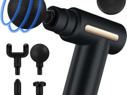 4-in-1 Gun Massager | 6 Speed C-Type Massager For Deep Tissue Massage | Portable Handheld Electric Body Therapy for Pain Relief, Relaxation & Muscle Recovery (Random Color)