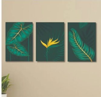 Set Of 3 Sticky Wooden Canvas Frames For Wall Decore Aesthatic Art / Sticky Phototiles For Room Wall Decoration