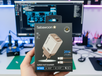 Sabawoon S120 25W Fast Charger 🔌 | All Mobile Options | Type‑C to Type‑C Cable