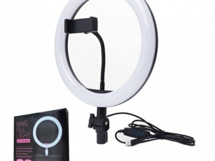 Professional 10-inch LED Ring Fill Light with Universal Phone Holder & Dimmable Lighting Modes