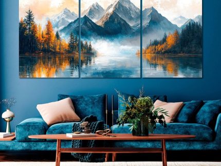 3pcs Mountain Style Stickytiles Frames Providing Scenic Design Natural Look Durable Quality Home Decoration