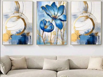 Set Of 3 Sticky Wooden Canvas Frames For Wall Decore Aesthatic Art / Sticky Phototiles For Room Wall Decoration