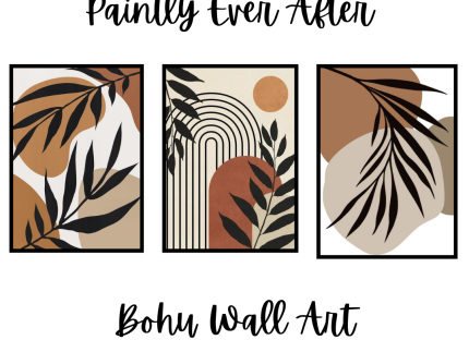 Set of 3 Abstract Botanical Wall Art Frames – 8×11″ MDF with Sticky Backing