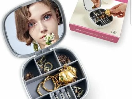 Portable Mini Jewelry Storage Box with Built-In Mirror – Compact Travel Organizer for Rings, Earrings, and Necklaces (Model LD-988)