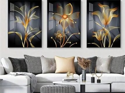 Set Of 3 Sticky Wooden Canvas Frames For Wall Decore Aesthatic Art / Sticky Phototiles For Room Wall Decoration